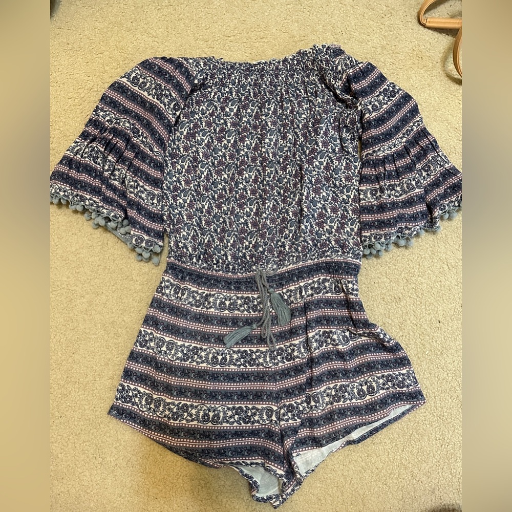 Blue and Purple Floral Romper